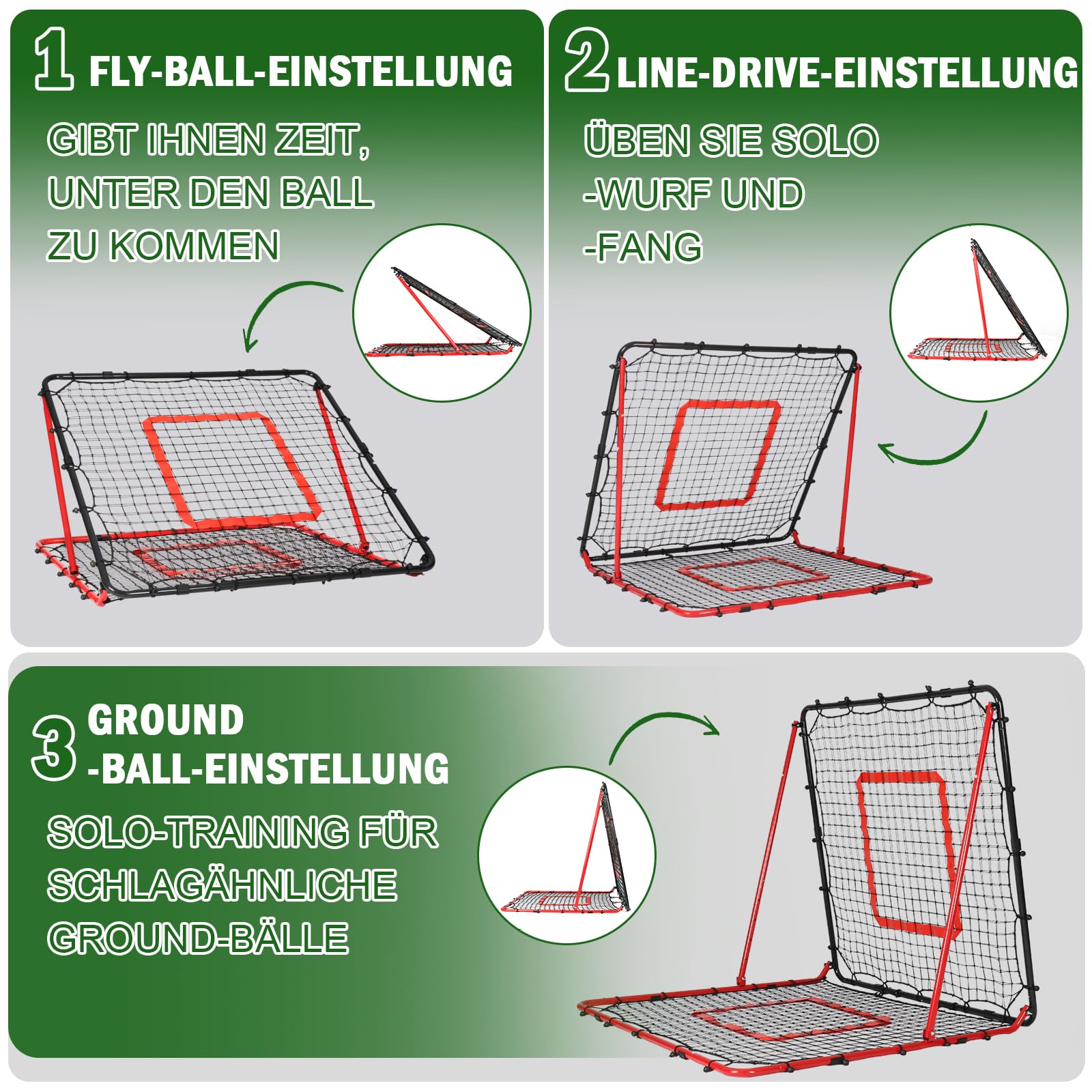 Rebounder für Fußball 120x120cm, Fußball Rebounder, Verstellbar mit 8 Winkeln, Doppellagiges Netz, Geeignet für das Ausübung Verschiedener Ballsportarten, Ideal für Teenager & Erwachsene