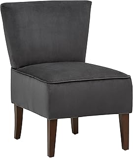 Marca Amazon - Rivet Ashworth - Butaca de diseño de terciopelo sin reposabrazos (gris acero)
