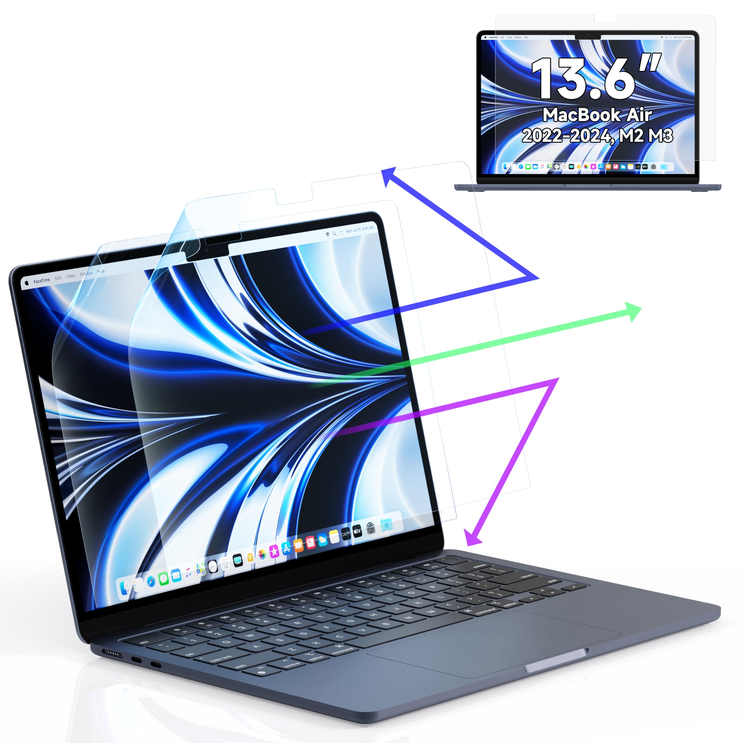 Proteggi Il Tuo MacBook Air Con Stile! Pellicola Anti-Luce Blu 13,6 Pollici Per A2681 (M2) – Antiriflesso E Zero Bolle