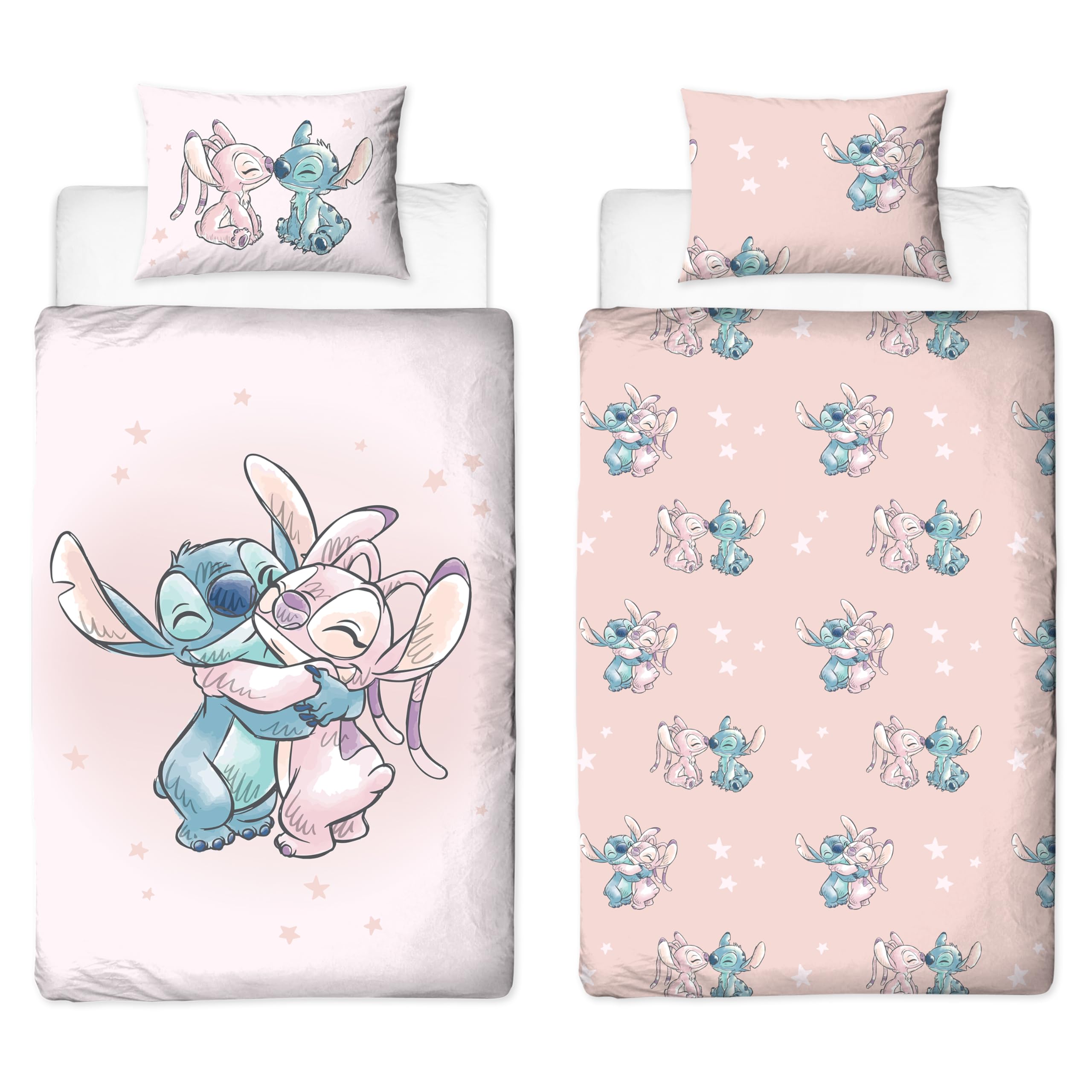 Disney Offiziell Lizenziertes Einzelbettwäsche-Set Lilo und Stitch“ | „Chaos and Cuddles“-Motiv | beidseitig verwendbar, inklusive passendem Kissenbezug | Ideal für das Kinderzimmer | Poly-Baumwolle