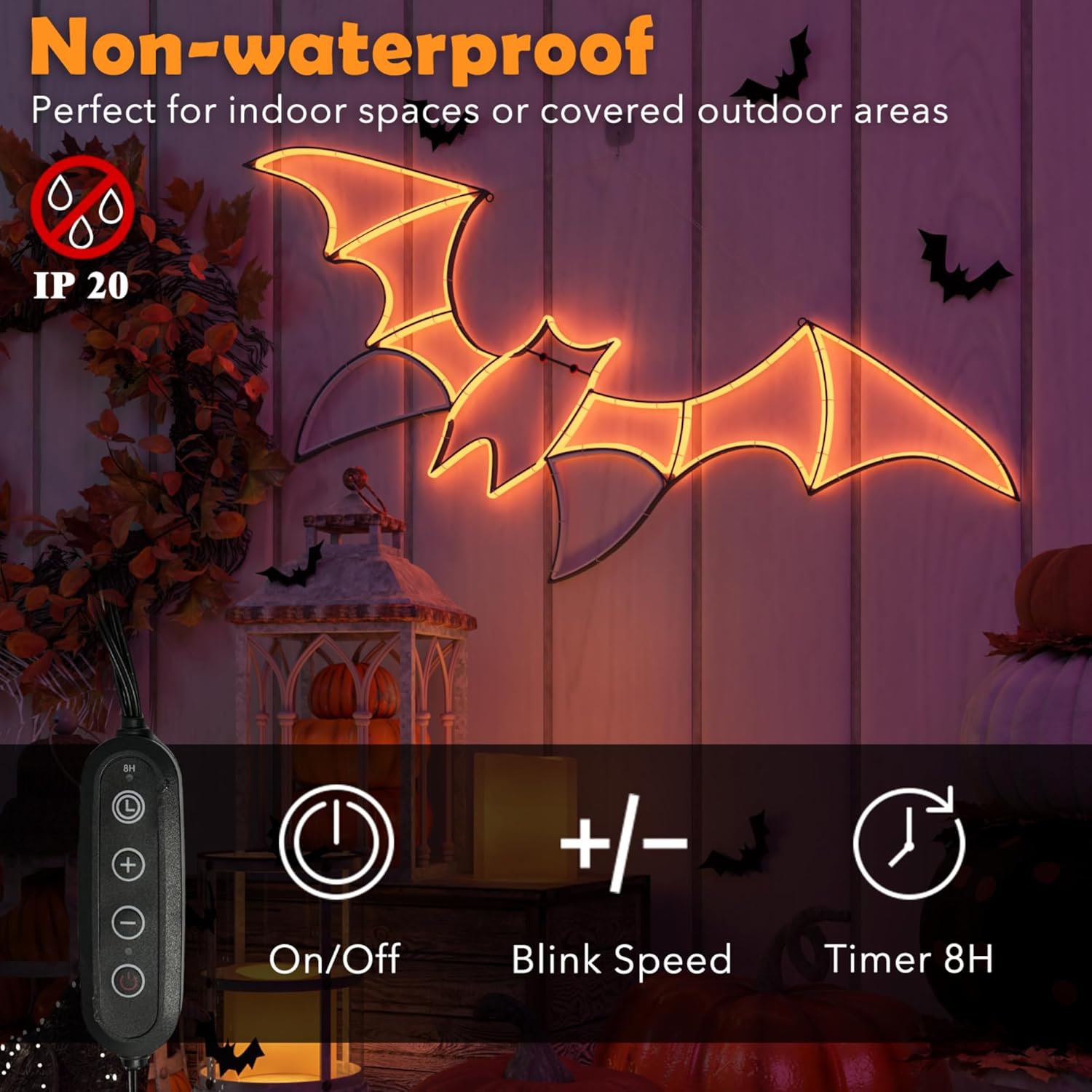 Bat Neon Sign for Wall Art Decor,Metal Frame Led Sign Animated Bat Swing Neon Light Up Sign for Signs for Wall Decor,Flying Bat Neon Light Up Signs for Bedroom,Folding and Easy to Store