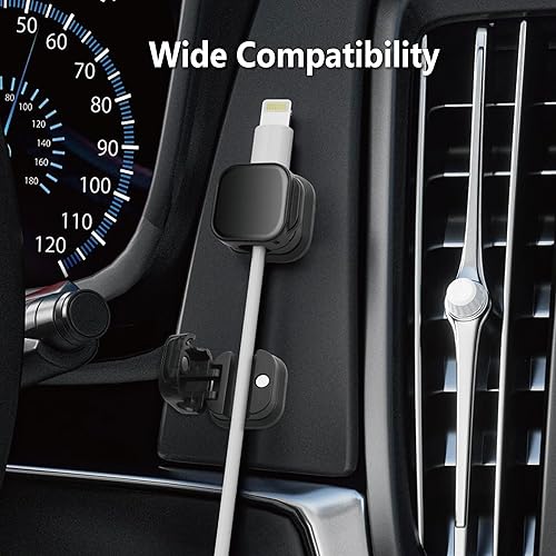 Miniatura 8 de 10 clips para cables, soporte para cables, clips magnéticos, soporte para cable para mesita de noche, ocultar u organizar cables de carga de