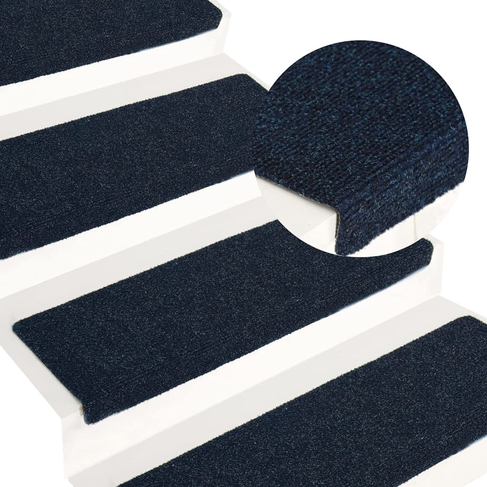 Tidyard Tapis d'escalier 15pcs Tissu aiguilleté|Marchettes d'escalier|pour Enfants Aînés Animaux De Compagnie|Antidérapant Pose Rapide Facile|Tapis Coin Tapis Antidérapant Auto-adhésif|65x25cm Bleu