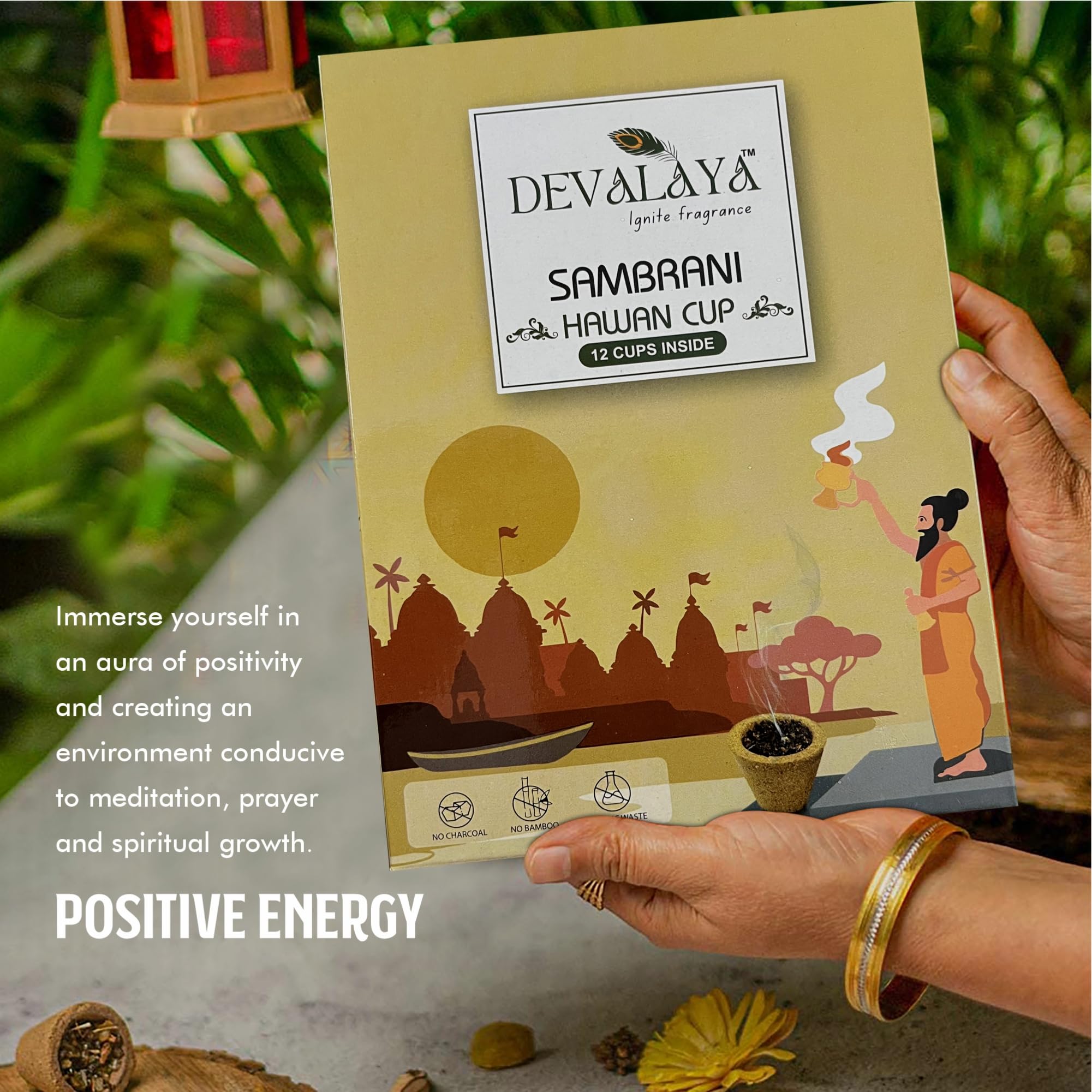 DEVALAYA Sambrani Havan Cups for Pooja (72 Cups, Pack of 6 Box), 100% Organic & Charcoal-Free, Infused with Orignal Guggal & Natural Loban, Hawan Samagri & Bhimseni Kapoor, No Artificial Scent 2
