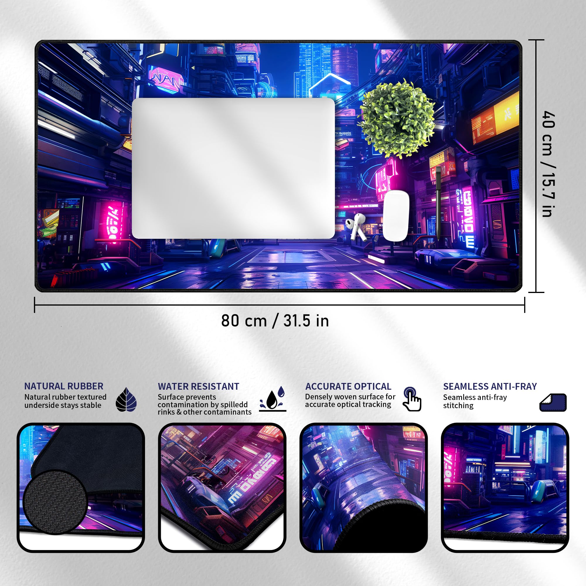 ProbTis Large Cyberpunk Mouse Pad, Gaming Cool Desk Pad, Extended - View #13