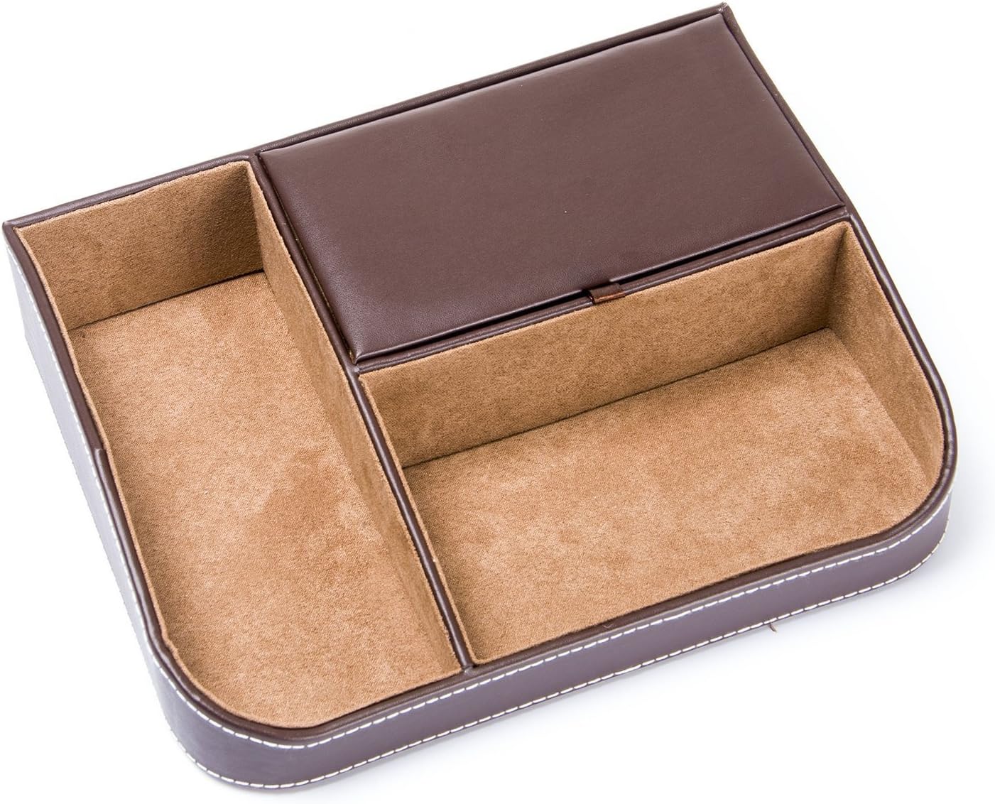 Leatherette Valet Tray Desk Dresser Drawer Coin Case Catch-all for Keys, Phone, Jewelry, Watches, and Accessories (BLACK)