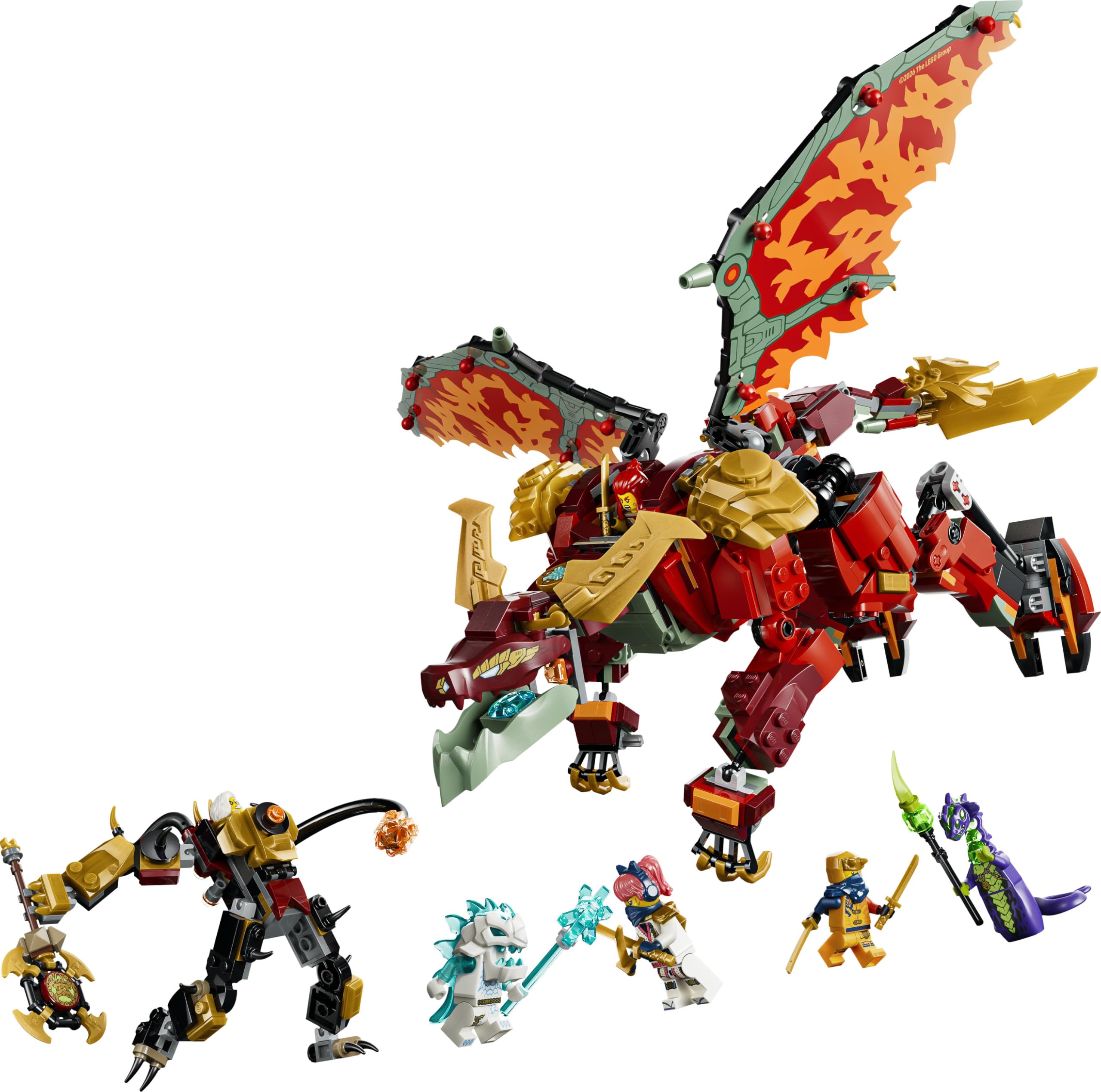 LEGO Ninjago Le Robot Dragon Transformable de Braséra - Jouet Ninja 2-en-1 - Figurine avec Robot de l’Impératrice Béatrix & 6 Minifigurines - Cadeau d'anniversaire pour Garçon dès 9 Ans ou Fan 71868