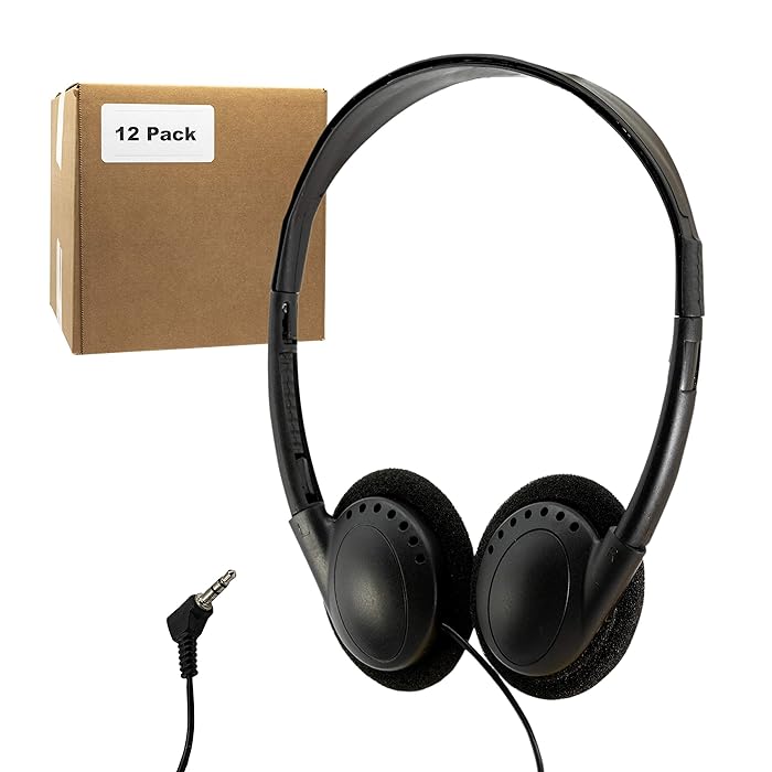 Buy (12 Pack) Bulk Headphones for School Library Classroom Airplane