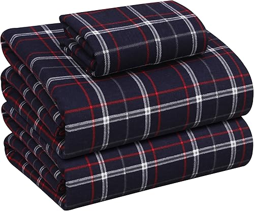 Vista 156 de RUVANTI Juego de sábanas de franela 100% algodón, tamaño matrimonial, 4 piezas, Alpine Serenity Serenidad alpina