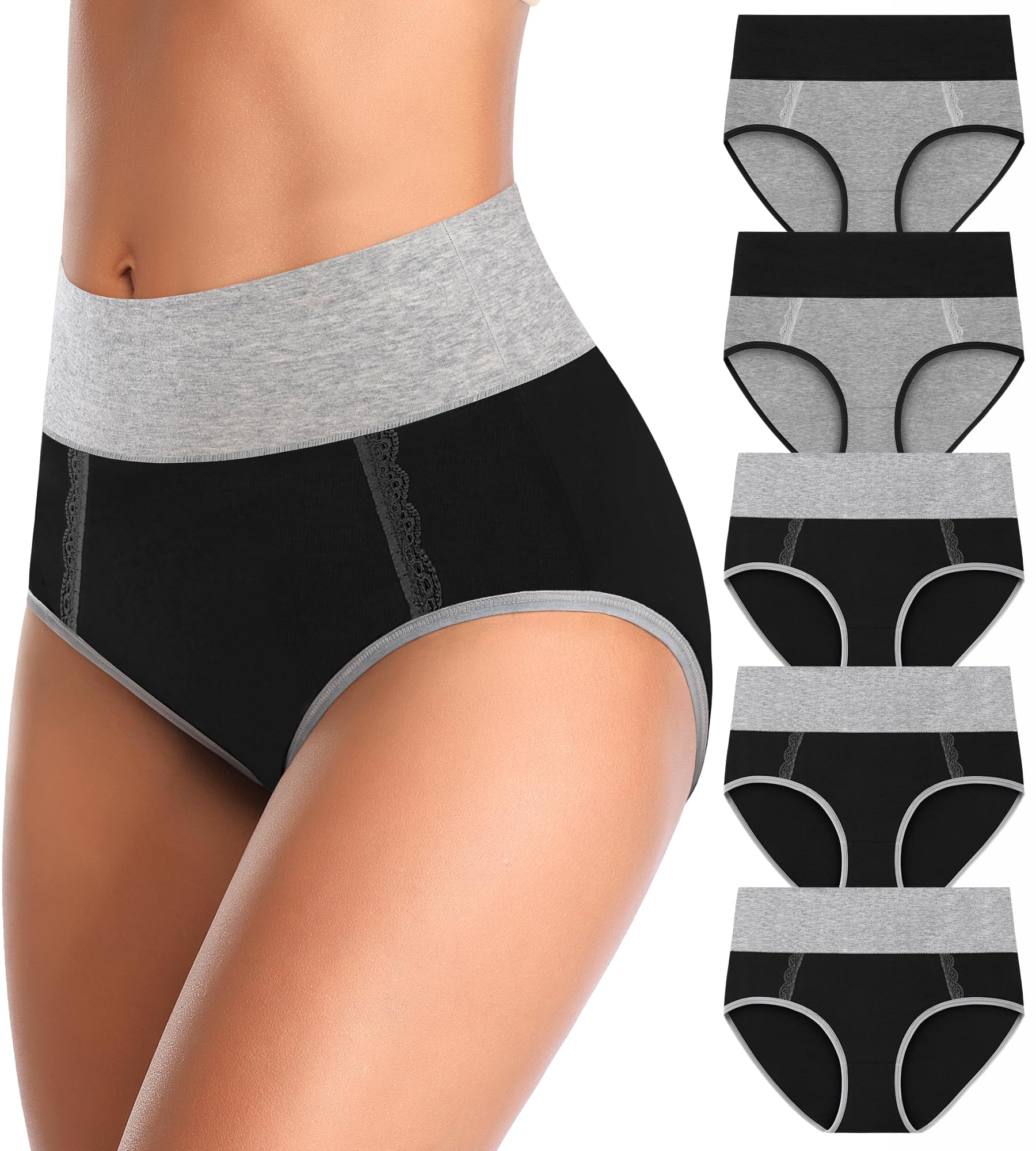 Cotton High Waisted Womens Underwear Soft Stretch Breathable Full Coverage Ladies Panties Multipack