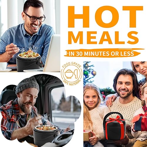 Miniatura 2 de Aotto Fiambrera eléctrica, calentador portátil de 40 onzas, calentador de almuerzo portátil para el trabajooficinacocheviajes 12V24V110V 3 en 1,