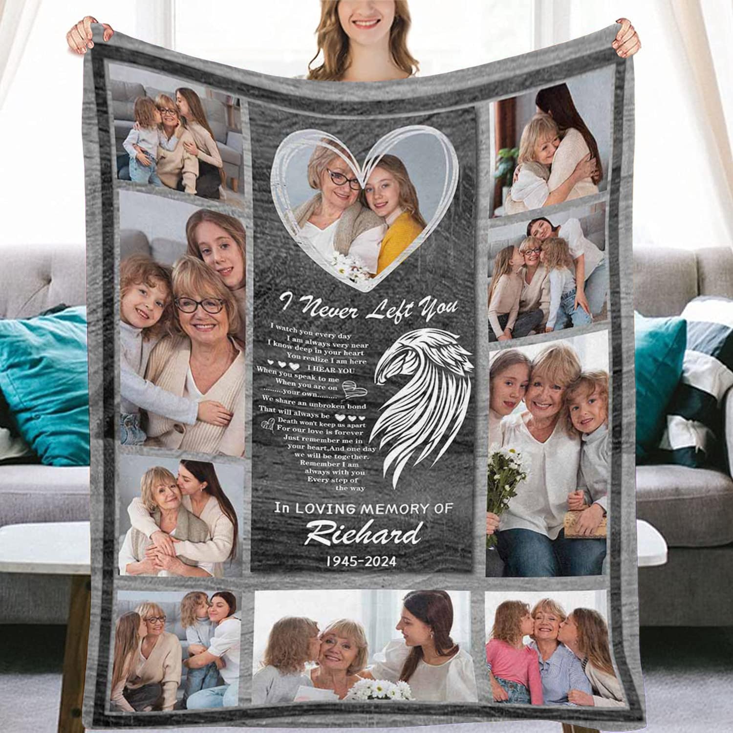 Personalized Memorial In Loving Memory Picture Blanket Custom