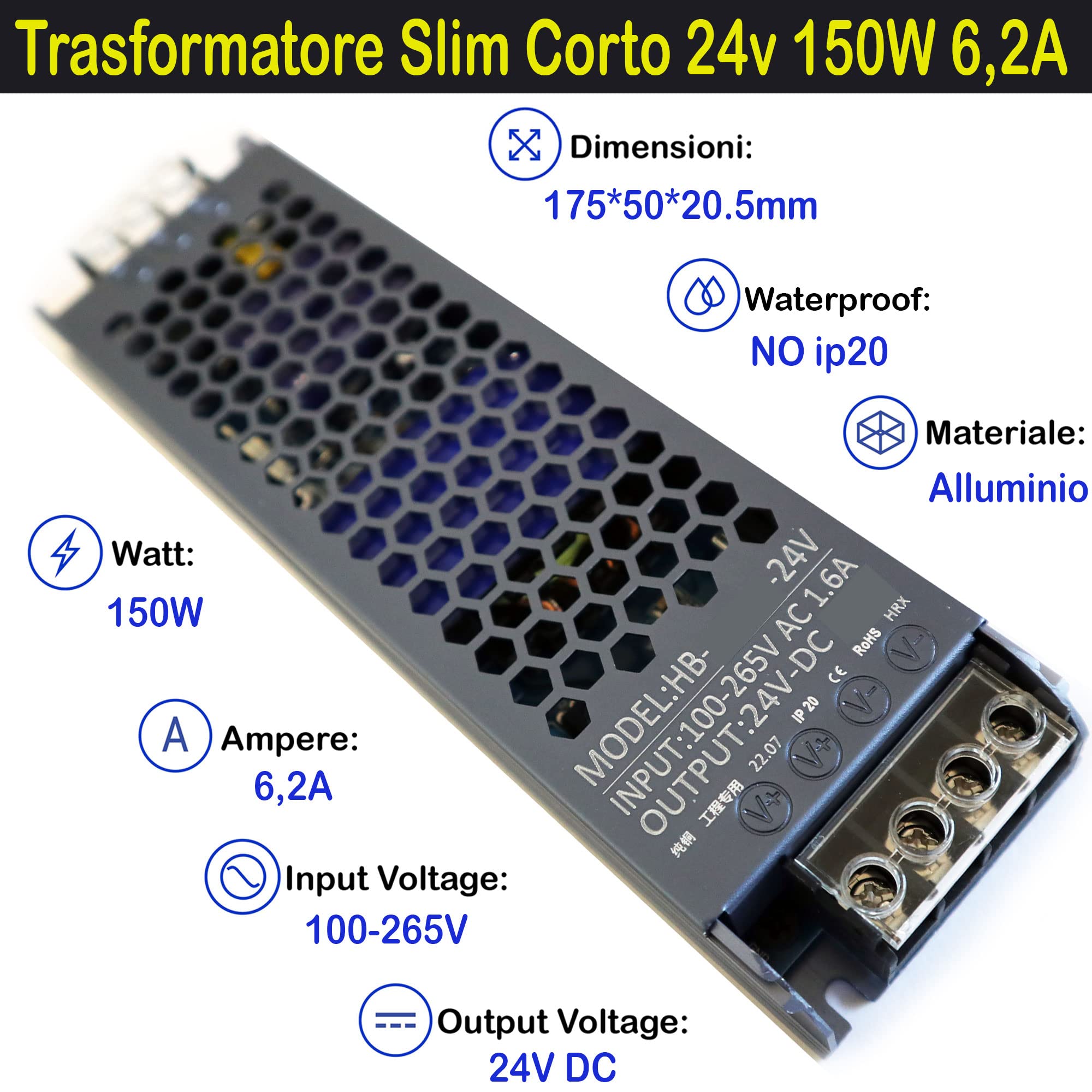 Striscia Led da 5 Metri + 1 Trasformatore Slim da 150w + 1 Controller Wifi Altissima Luminosità 24V Luce Bianco Naturale 4500k smd2835 ip20 Strip