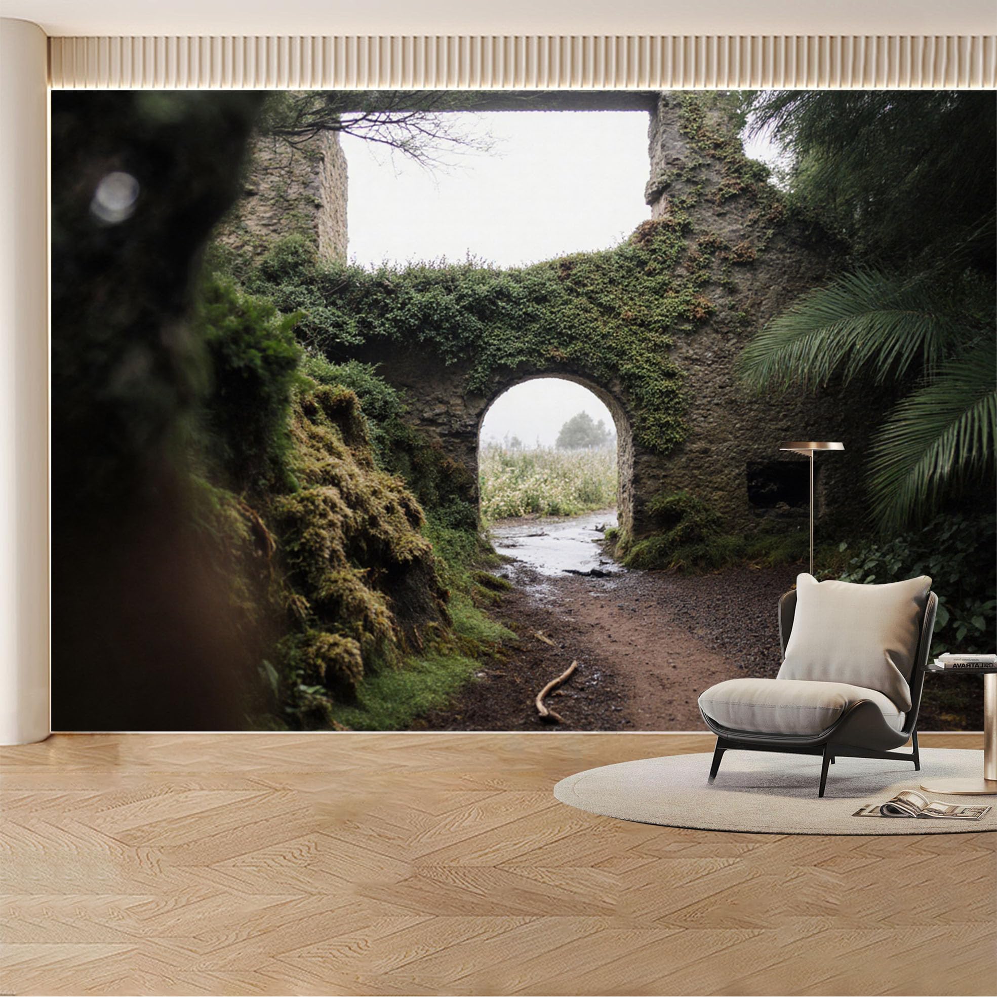 Custom Wall Mural Wallpaper Ancient Stone Archway Nature Landscape Large Wall Art Removable SelfAdhesive for Living Room， Bedroom， Office
