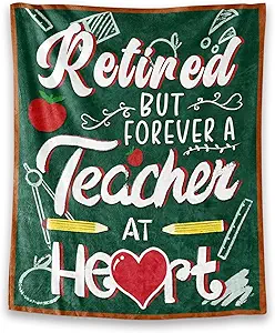 Retirement Throw Blanket - Soft, Fuzzy & Warm - 60x80 Inches Flannel Blankets for Women Men - Dark Green Modern Throws Farewell Gift for Teacher Coworker