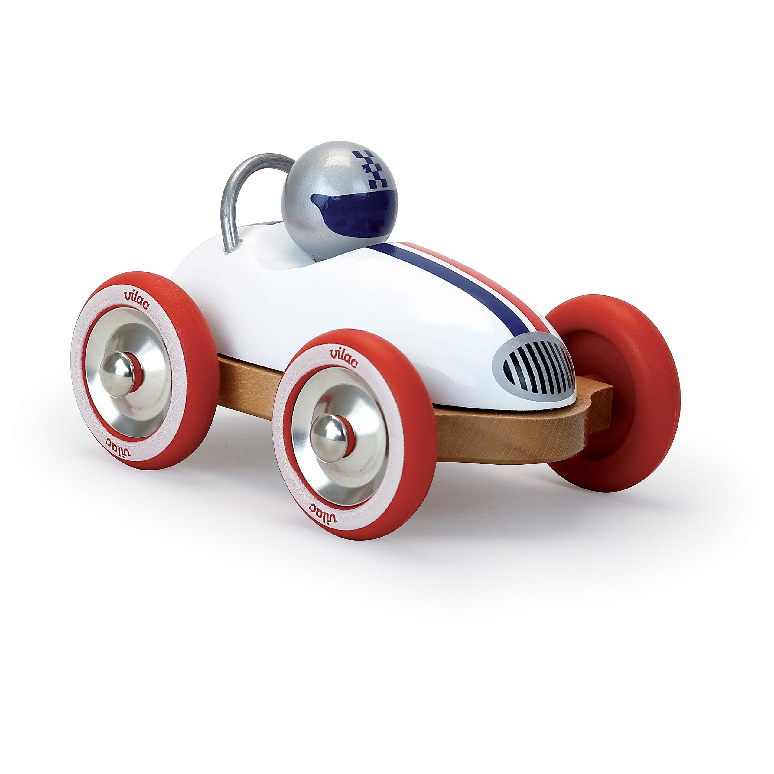 Vilac Wooden Roadster Car, Vintage Style, Develop Fine Motor Skills, Made In France, Suitable for 2 Years+, White