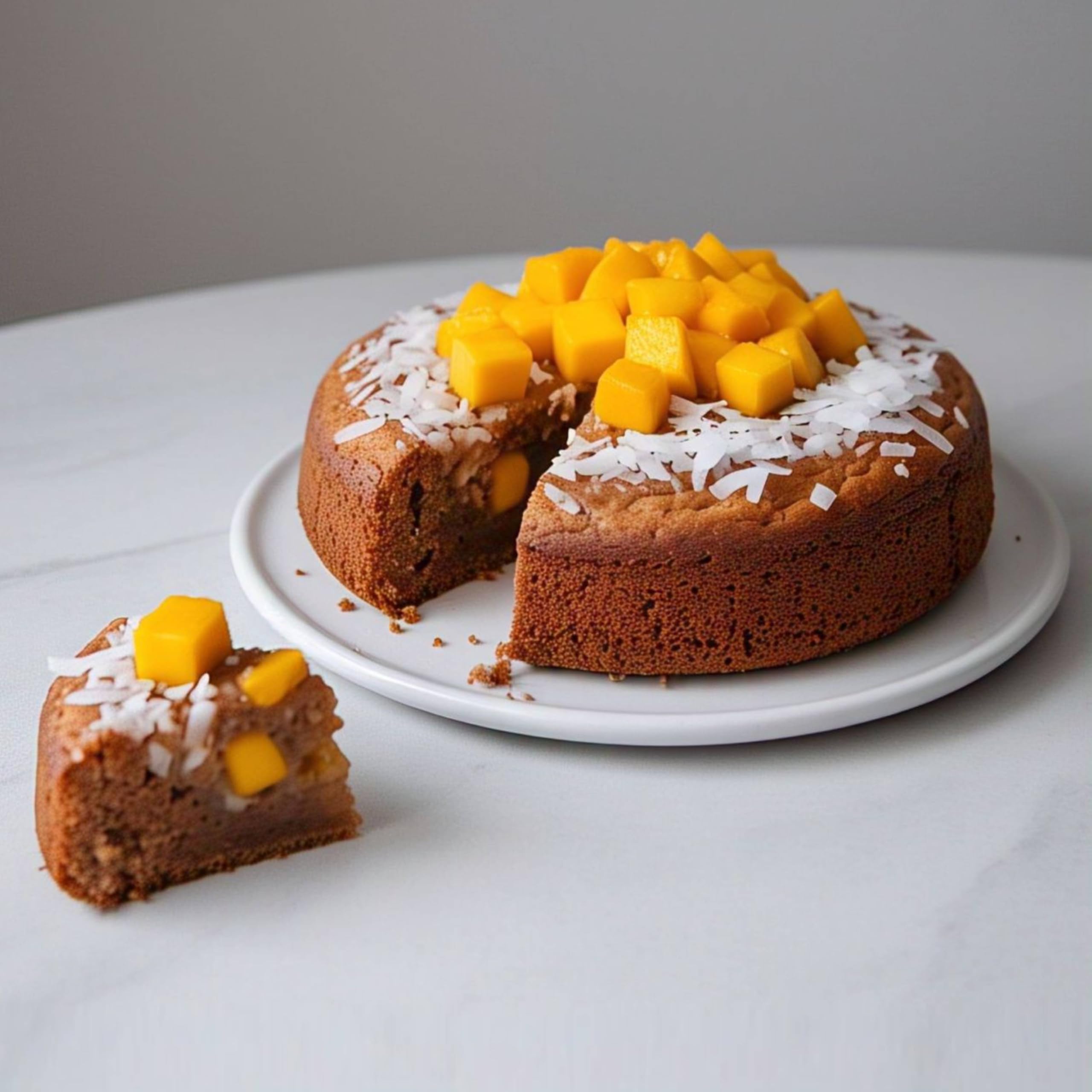 Andy Anand Sugar Free Dunked Mango Coconut Cake (2.5 lbs) - Enjoy the amazing taste of a classic Mango Coconut cake without the sugar! Dunked in Fresh Puree, Perfect for guilt-free celebrations