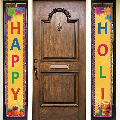 Nepnuser Happy Holi - Cartel para porche, festival indio de colores, puerta delantera, ventana, pared, decoración interior y exterior, telón de