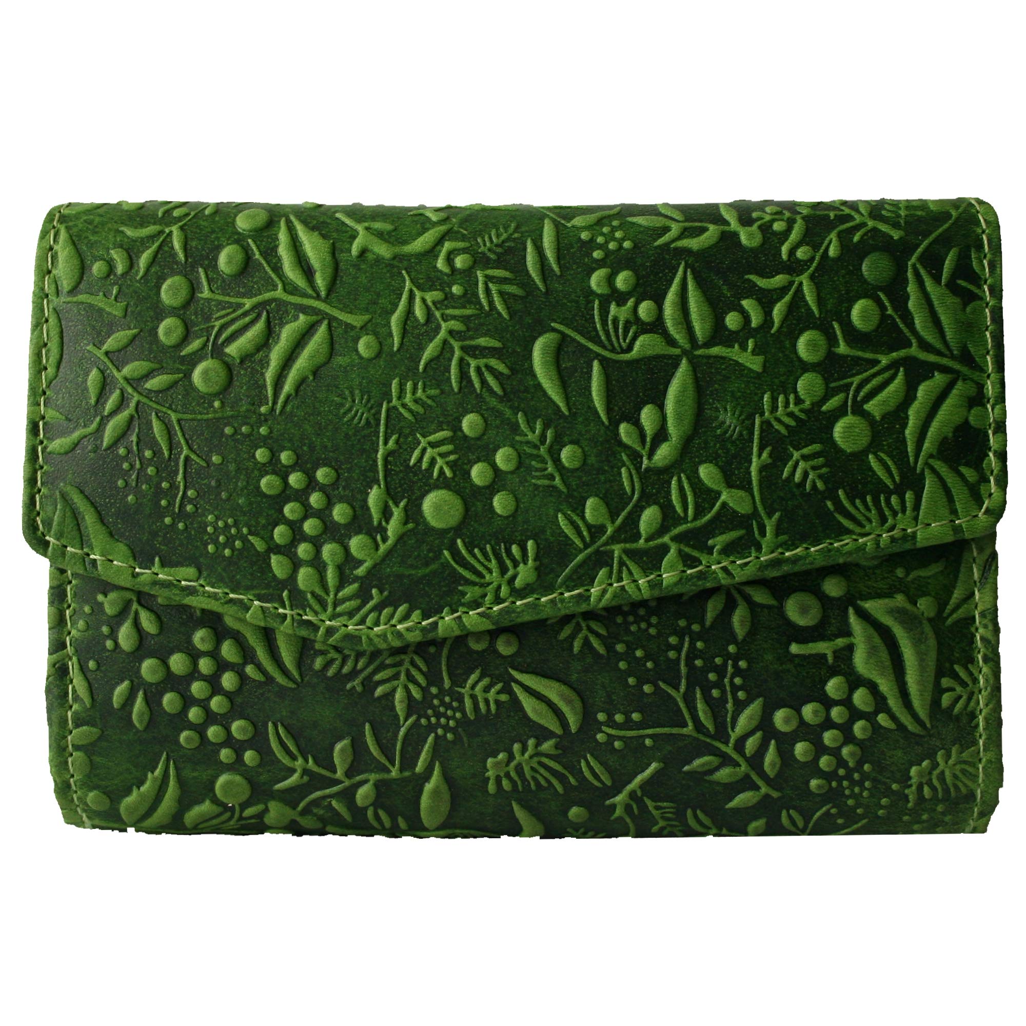 Hill Burry (hütmann hochwertige Vintage Leder Damen Geldbörse Portemonnaie langes Portmonee Geldbeutel aus weichem Leder in grün von außen - 14,50 x 10,50 x 4,0cm (B x H x T)