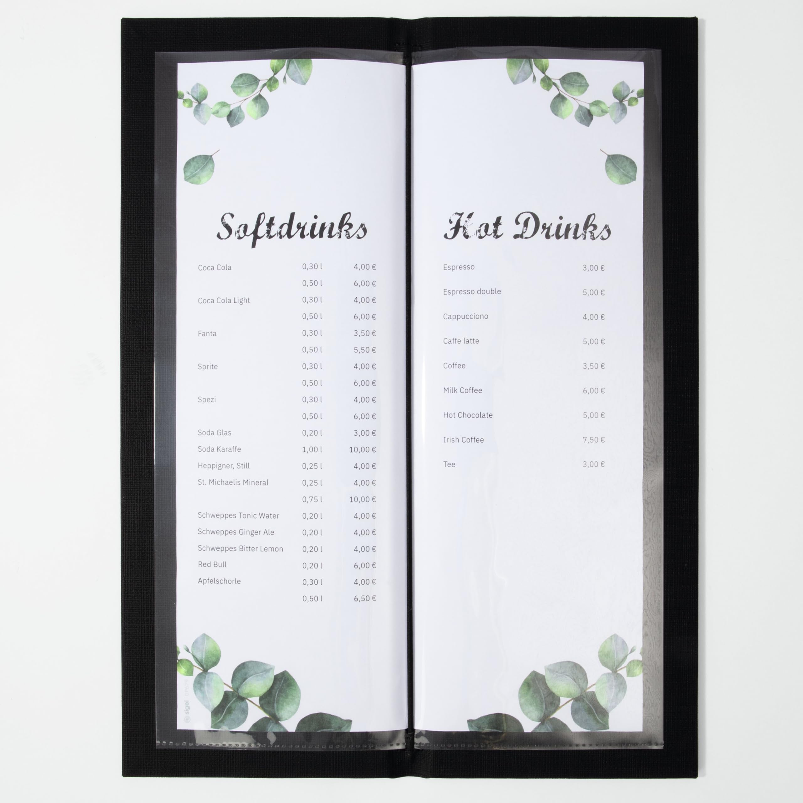 SIGEL GM100 Beverage Folder - 1 piece - incl. 2 Double Clear Pockets for 8 Pages - Rubber Binding - 1/2 A4 - Black - Pack of 5 - Image 4