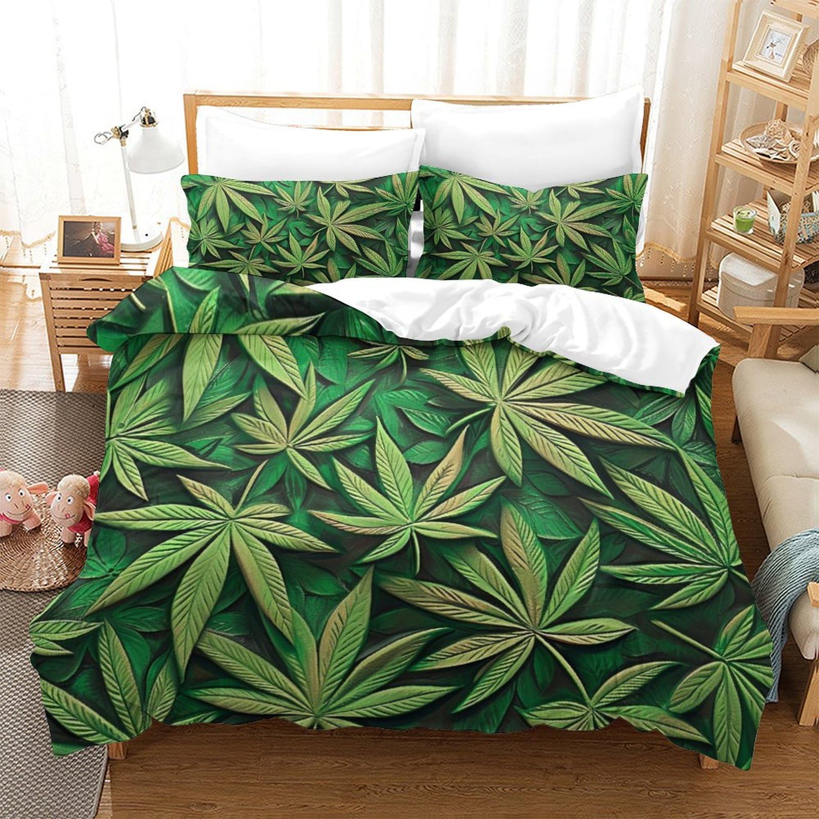 Housse de couette palmier 3D microfibre respirante Super King 260x220 cm