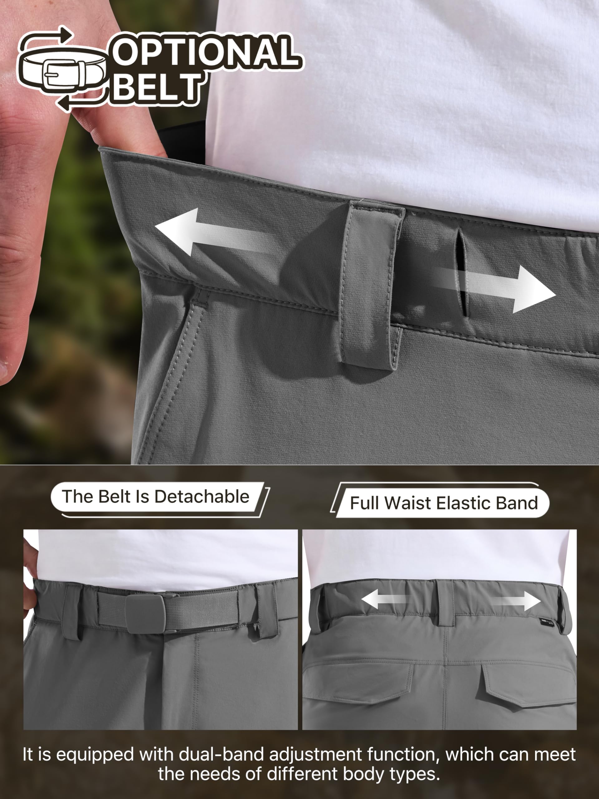 FREE SOLDIER Pantaloni Convertibili da Trekking da Uomo, Leggeri, a Rapida Asciugatura, Pesca, con Cerniera e Cintura