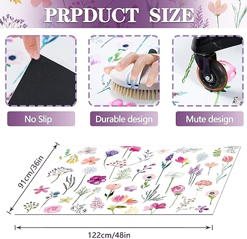 Miniatura 2 de Tapete para silla de oficina para alfombra, tapete para silla de escritorio para alfombra, hermosas flores, plantas, alfombra para silla de oficina