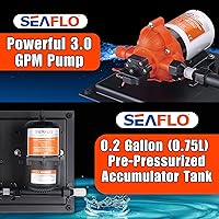 Vista 8 de SEAFLO Sistema de Bomba de Agua y Tanque Acumulador Serie 33 - 115V, 3,3 GPM, 45 PSI, Tanque de 0,2 Galones Reduce el Ciclado Para Uso Marino