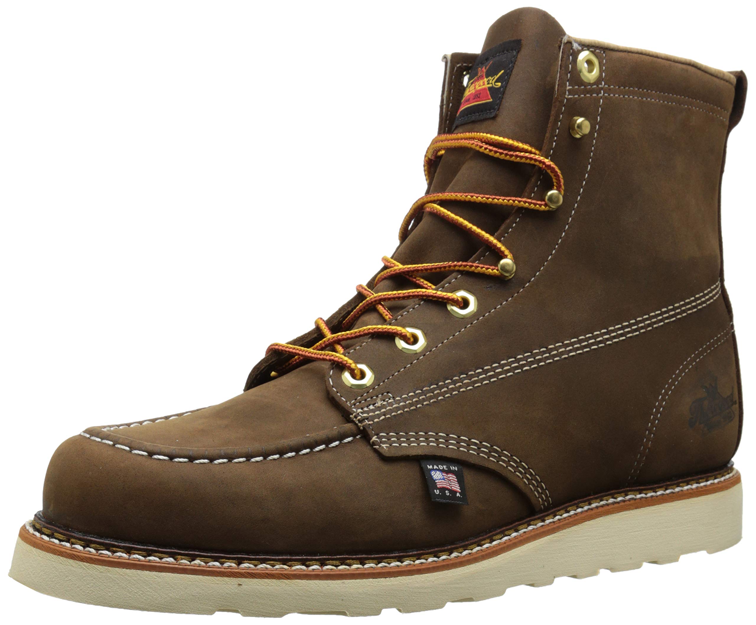 American Heritage 6” Moc Toe Work Boots for Men - Soft Toe, Premium Full-Grain Leather with Slip-Resistant Wedge Outsole and Comfort Insole; EH Rated