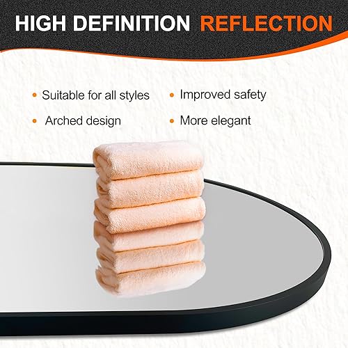 Miniatura 21 de Espejo de baño para pared, 30 x 20 pulgadas, espejo ovalado dorado para dormitorio, entrada, baño, espejo de tocador con marco de metal