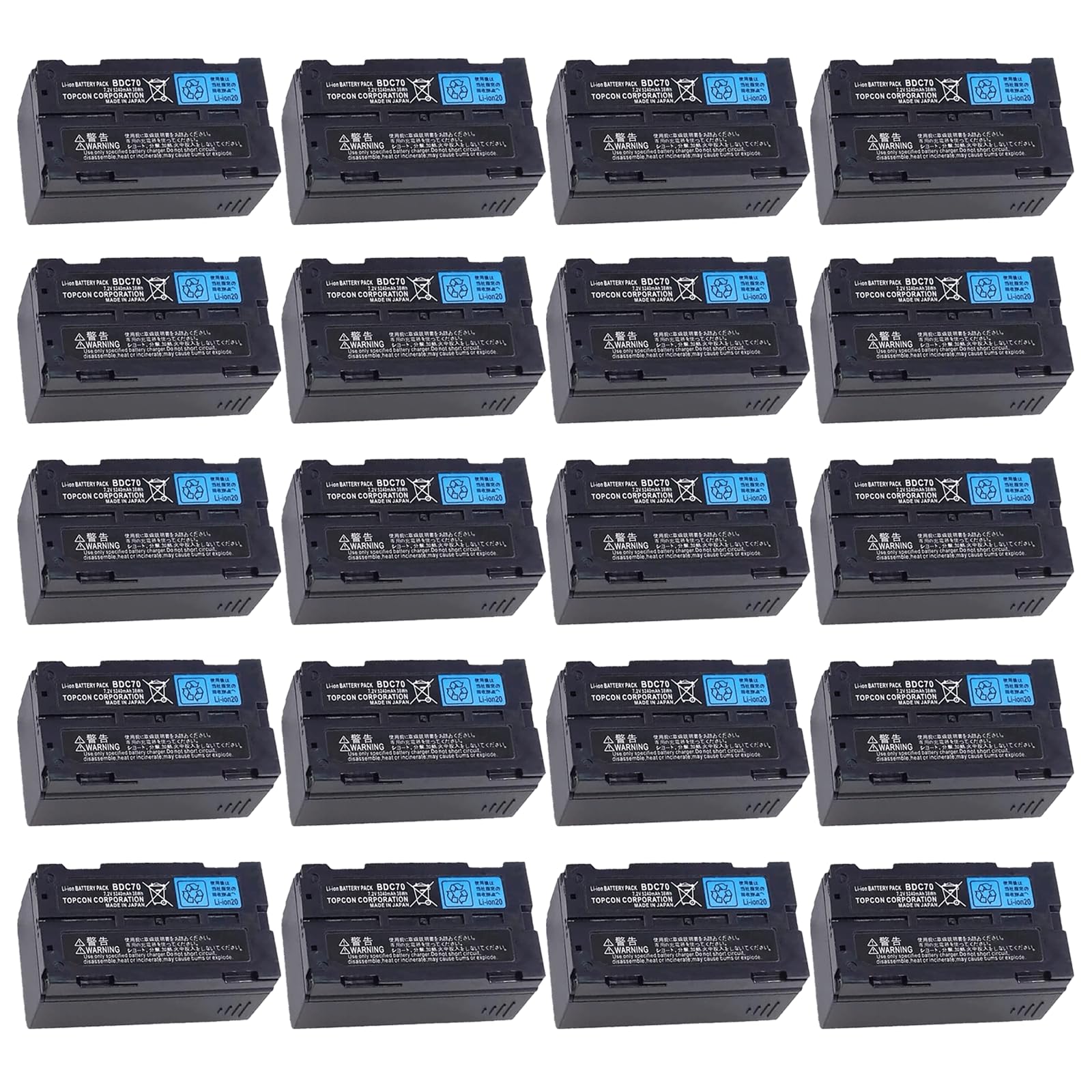 20-Pack BDC70 7 2V 5240mAh Rechargeable Lithium Battery for Topcon Sokkia Total Stations GPS Station and GNSS Receivers