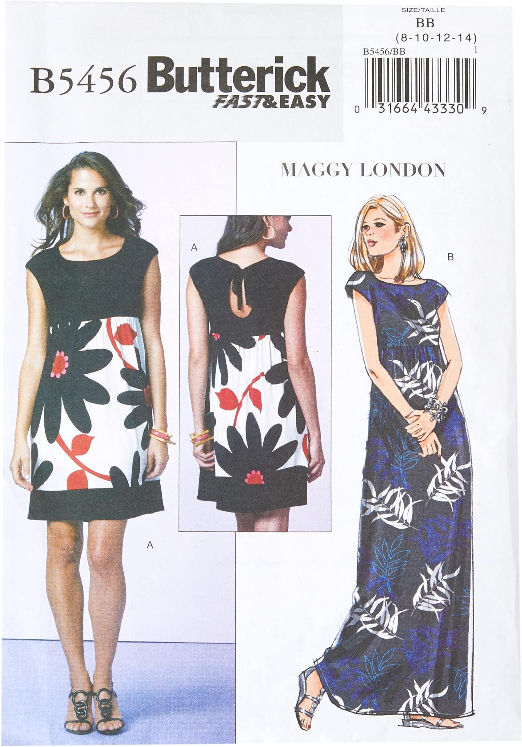 PATTERNS B5456 Misses'/Misses' Petite Dress, Size BB (8-10-12-14)