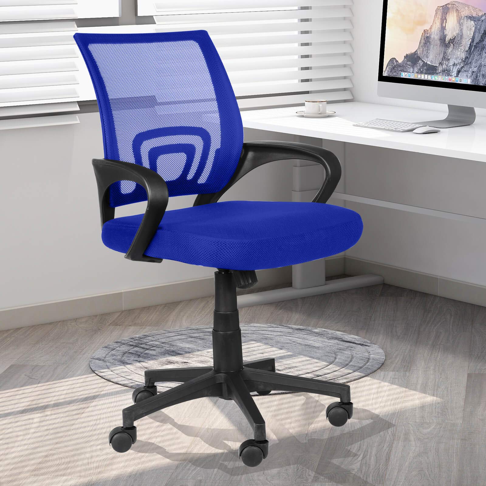 Twomaples Desk Chair - Ergonomic Home Office Chair with Lumbar Support & Adjustable Height, Swivel Office Computer Chair Mid-Back Mesh Task Chair（Blue）