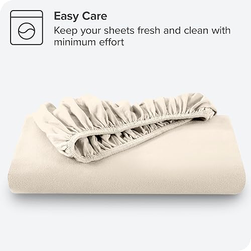 Miniatura 6 de Bare Home Sábana bajera ajustable de franela 100% algodón, aterciopelada suave y pesada, franela de doble cepillado, bolsillo profundo (Queen, arena)