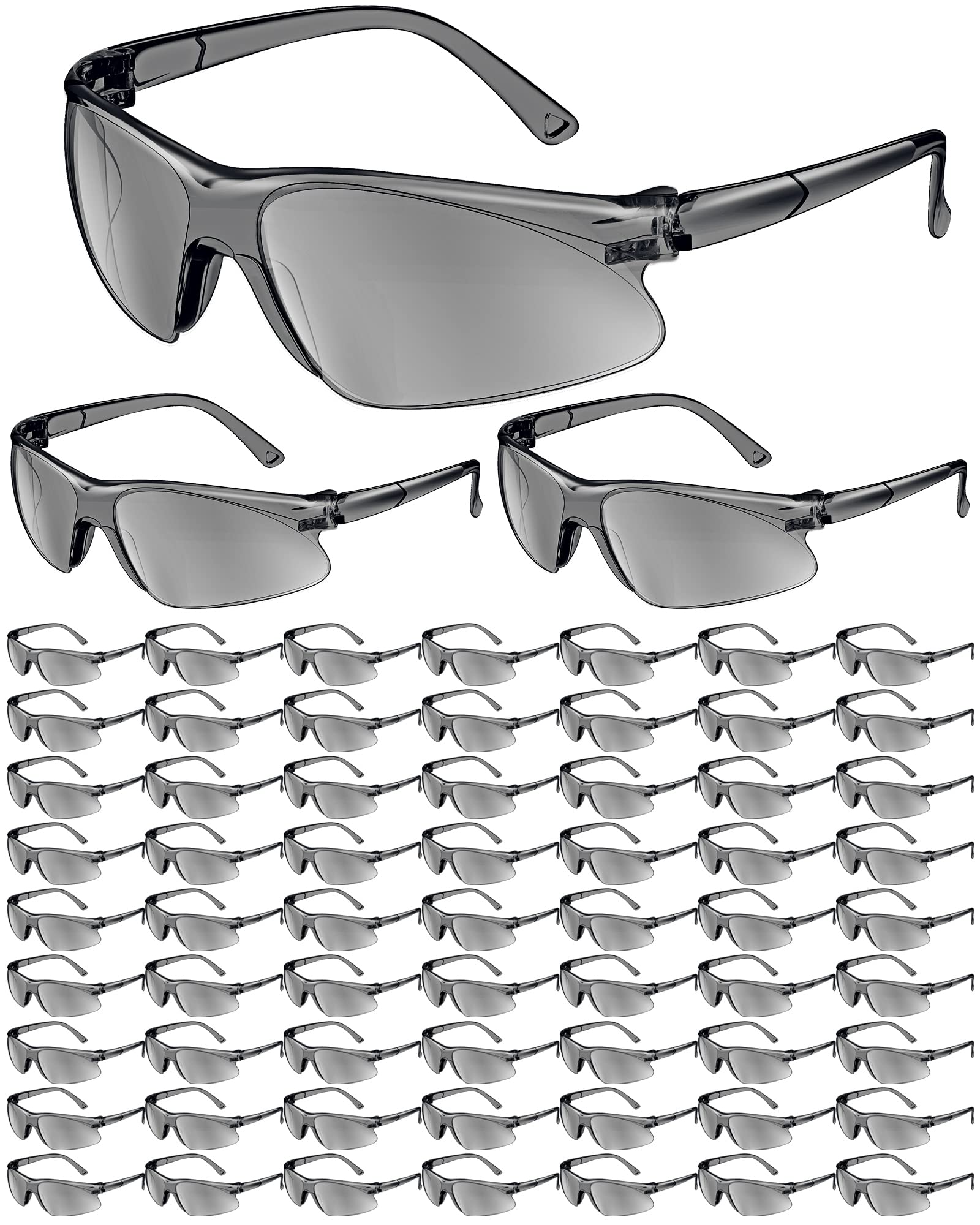 Xuhal 100 Pcs Tinted Safety Glasses for Men Bulk Anti Fog Eye Protection Safety Goggle Scratch Resistant Protective Eyewear Sunglass for UV Protection, Impact Resistant for Construction (Gray)