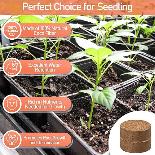 Miniatura 3 de Legigo 100 pellets de fibra de coco orgánico de 1.575 in para plantas, tierra comprimida de fibra de coco, pellets de fibra de coco para plantar