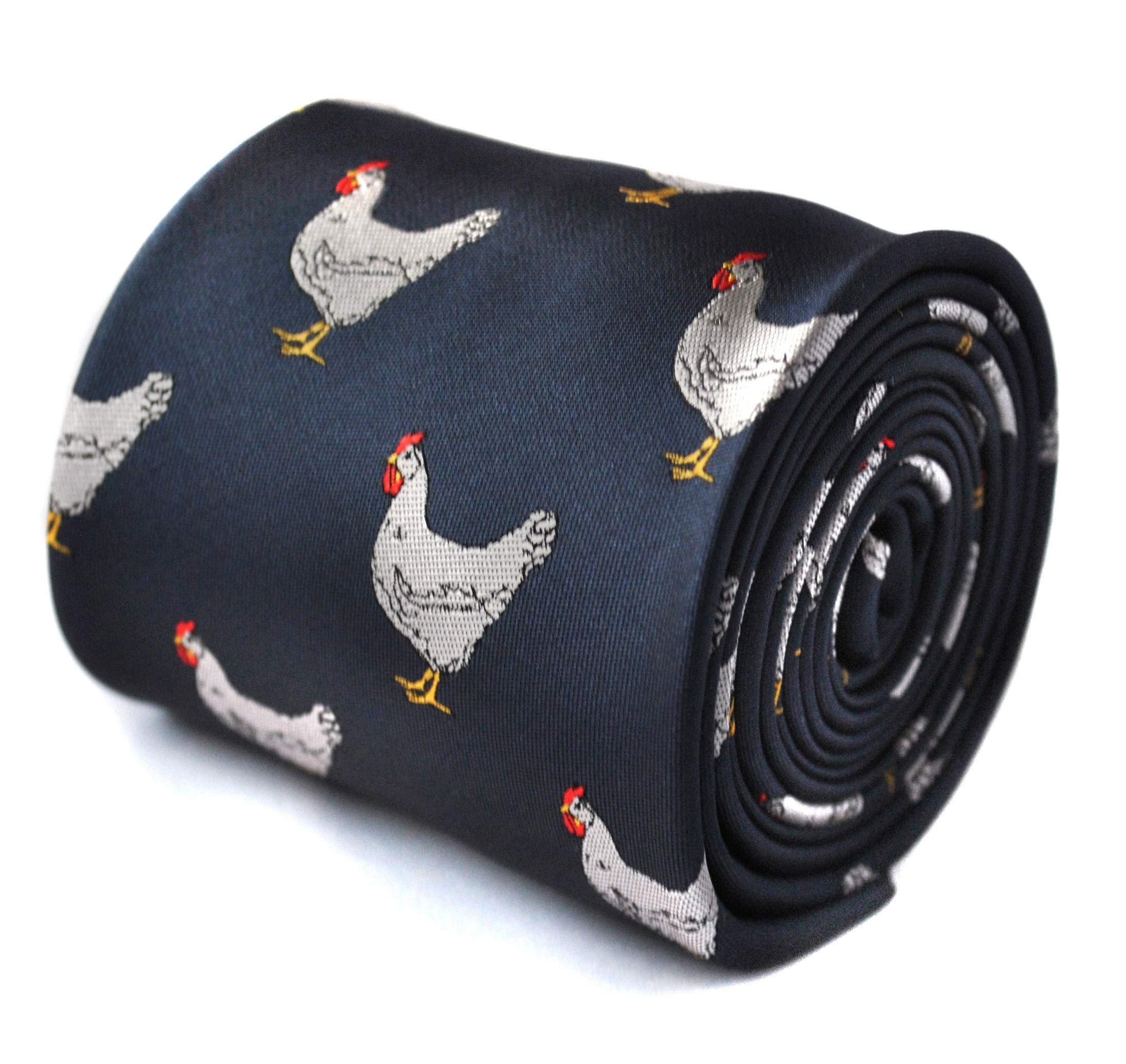 Frederick Thomasnavy tie with chicken embroidered design