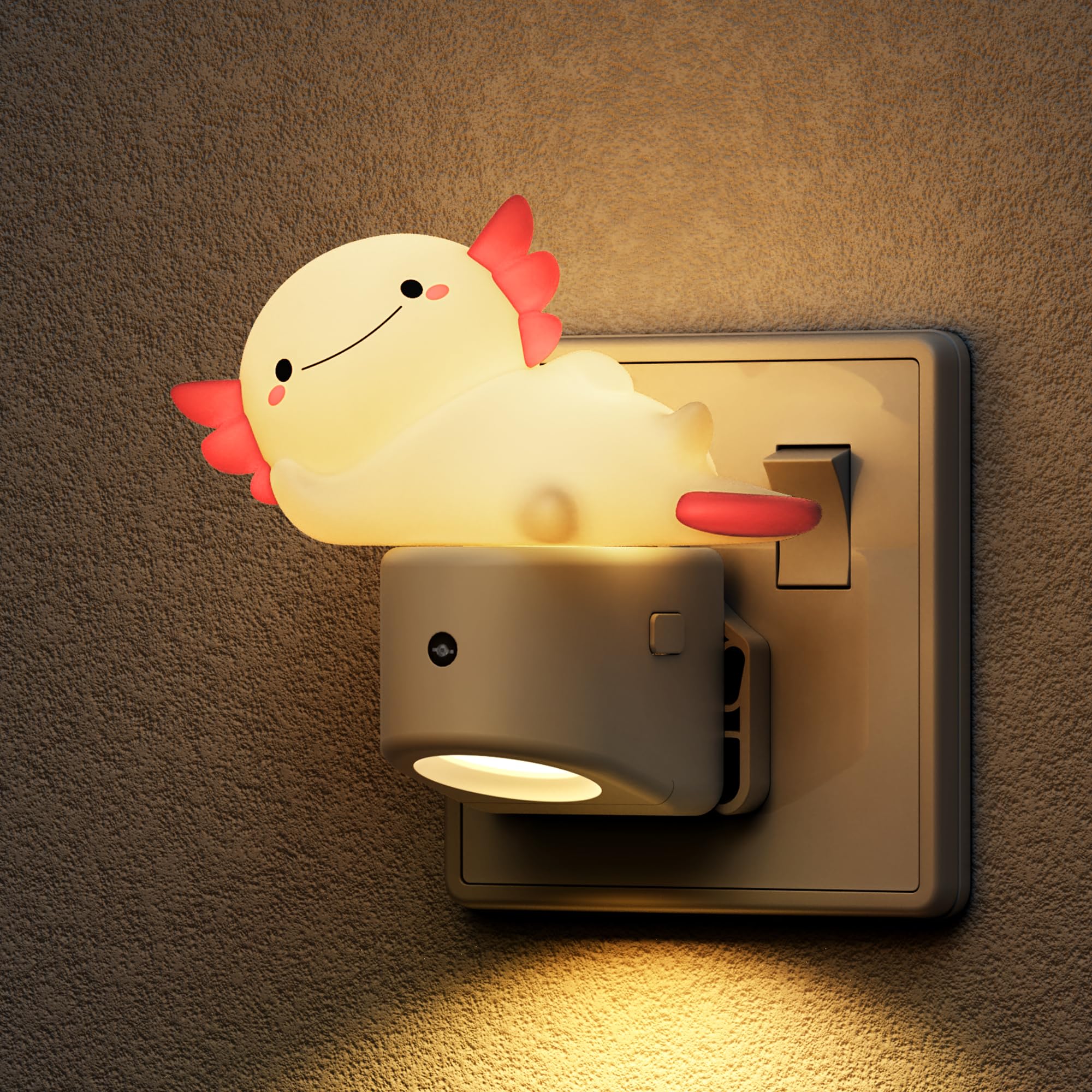 LOHAS-LED Night Light Plug in Wall, 3D RGB Axolotl Plug in Night Light