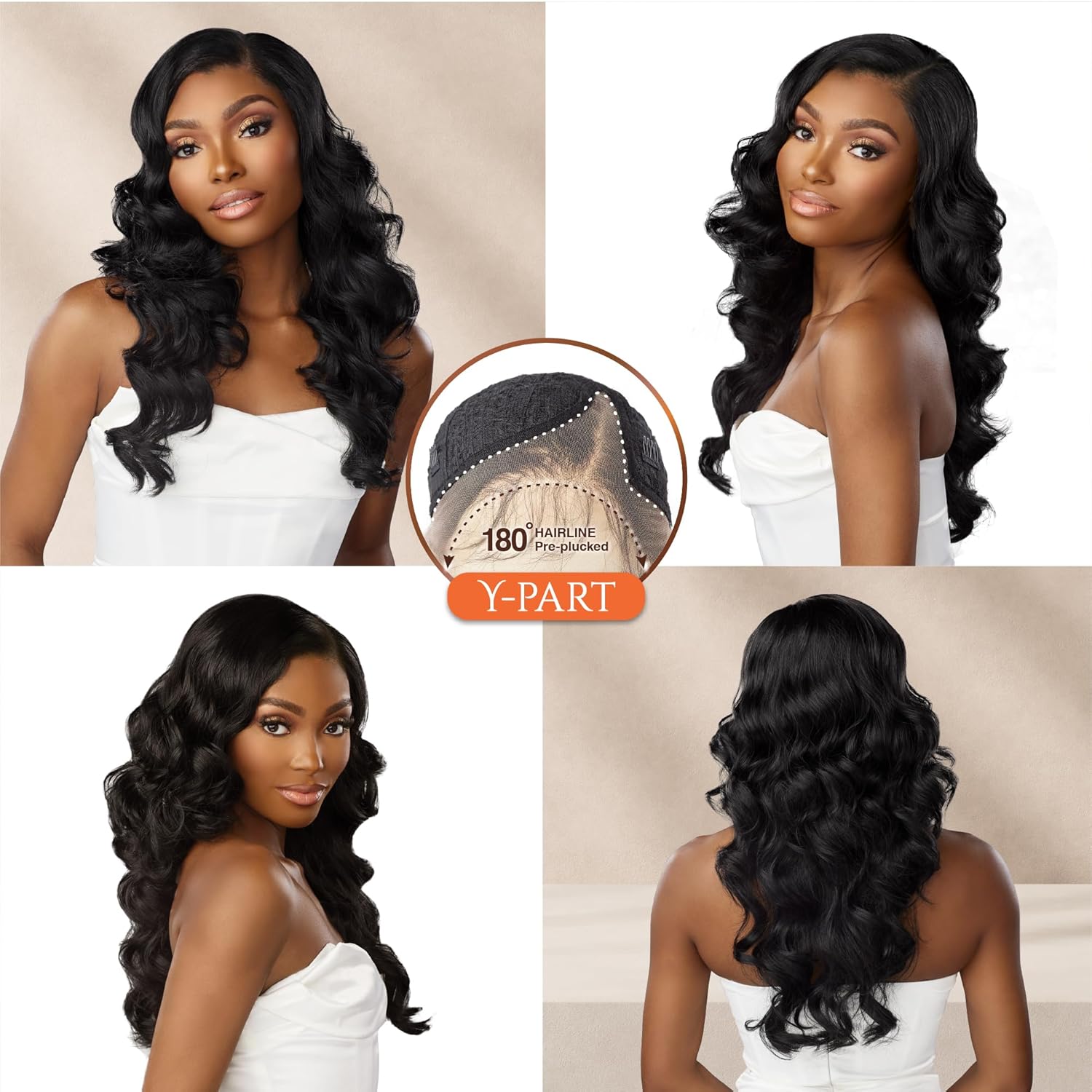 Sensationnel Bare Lace Ypart Lacewigs - Fana Lacefront Glueless Synthetic 180 Degree Preplucked Hairline (BALAYAGELATTE)