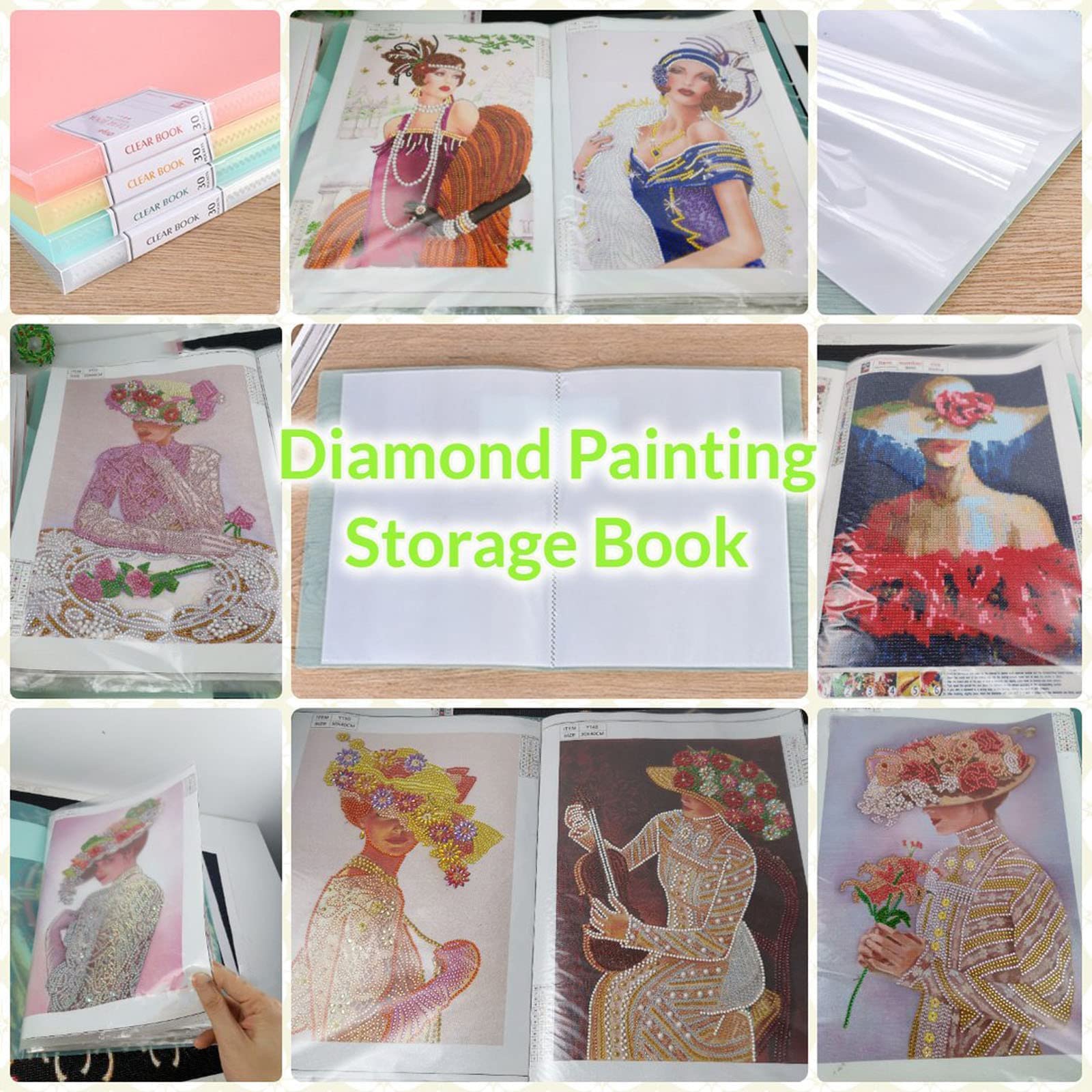 A3 30 Pas Sto Libro per Diamond Painting Trasparente Sves Protezioni in Plastica Arte Portfolio Artwork Relazione Fogli Raccoglitore Lettera