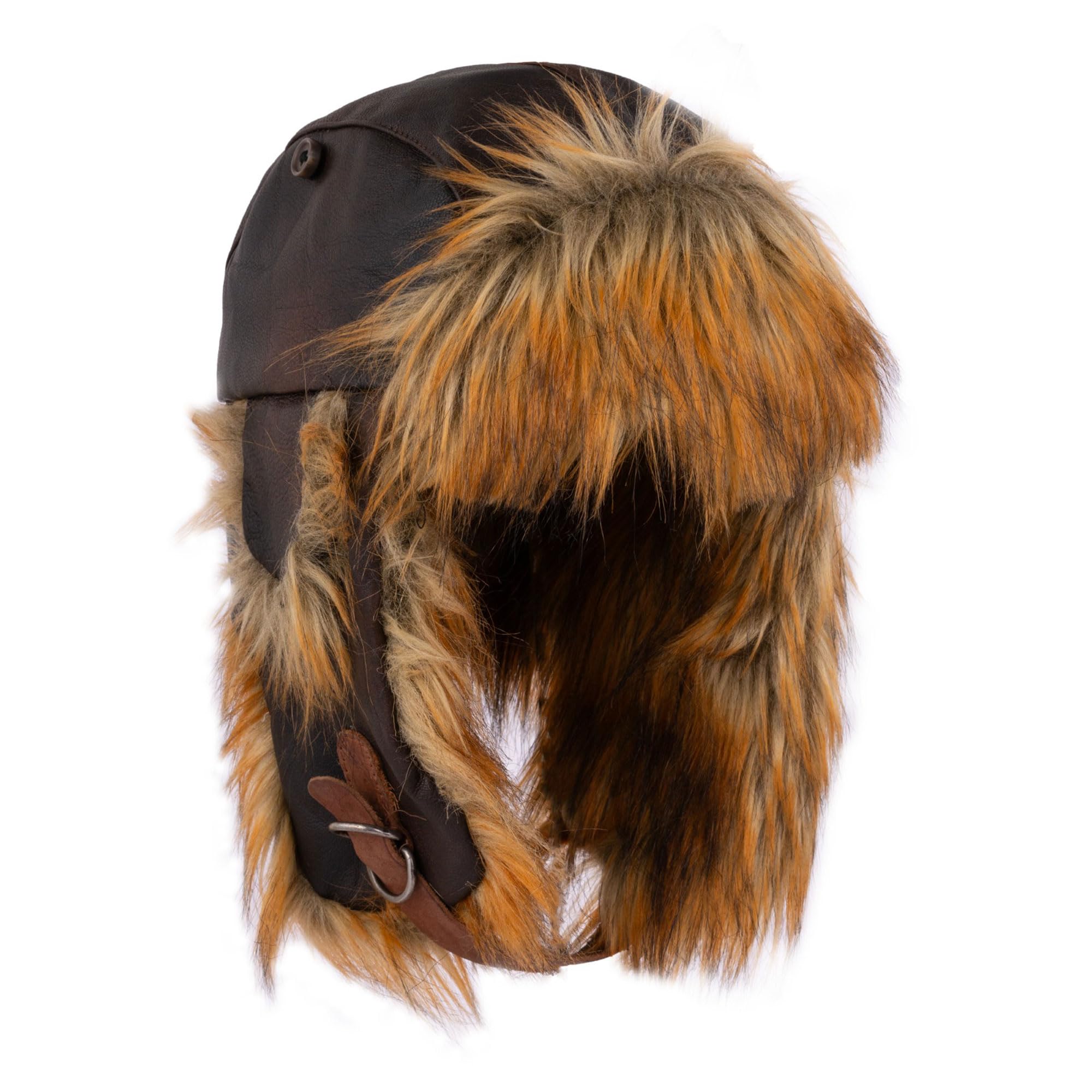 Handmade Leather Bomber hat, Ear Flap Trapper hat, Warm Aviator Winter Fur Hat, Leather hat Brown