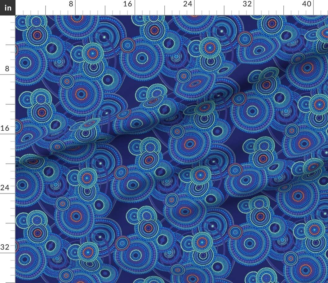 Spoonflower Fabric - Over Reef Australia Bedtime Night Sky Great Art Deco Spots Dots Printed on Petal Signature Cotton Fabric by The Yard - Sewing Quilting Apparel Crafts Decor