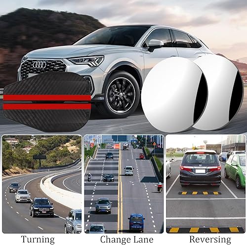 Miniatura 4 de FOWSRHRG Espejo de punto ciego ajustable de 360, 1 par de espejo lateral de 2 pulgadas con 2 espejos laterales de protección contra la lluvia,