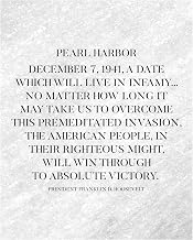 "A Date Which Will Live In Infamy" FDR Quote Vintage Patriotic Wall Art - Pearl Harbor Memorial Print for American History Decor, School, Office, Library - 8x10 Unframed Art