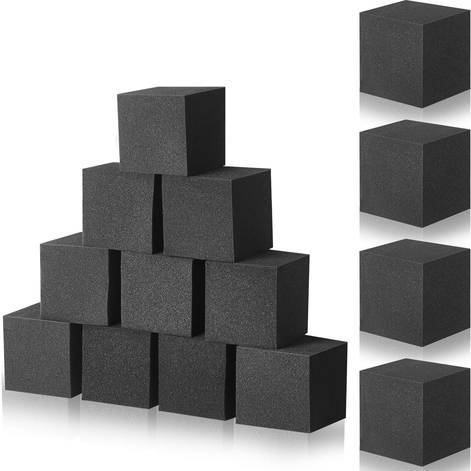 Treela 50 Pieces Foam Pit Blocks, Foam Gym Cubes, 4 x 4 x 4 in Protective Trampoline Padding for Gymnastics, Parkour Courses, Trampoline Arenas, BMX (Gray)
