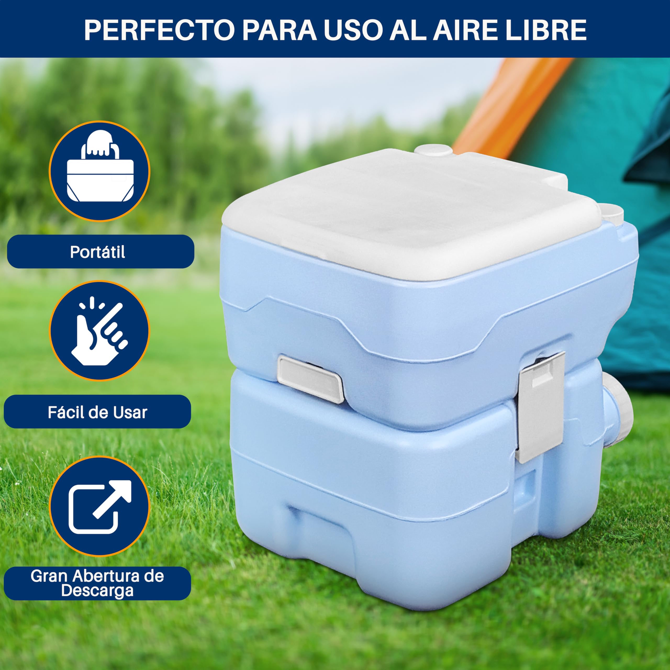 SereneLife WC portatil, Con bolsa de transporte, Inodoro, Baño, Interiores, Exteriores, Liviano, Camping, Barcos, Viajes, 20L, 120 descargas
