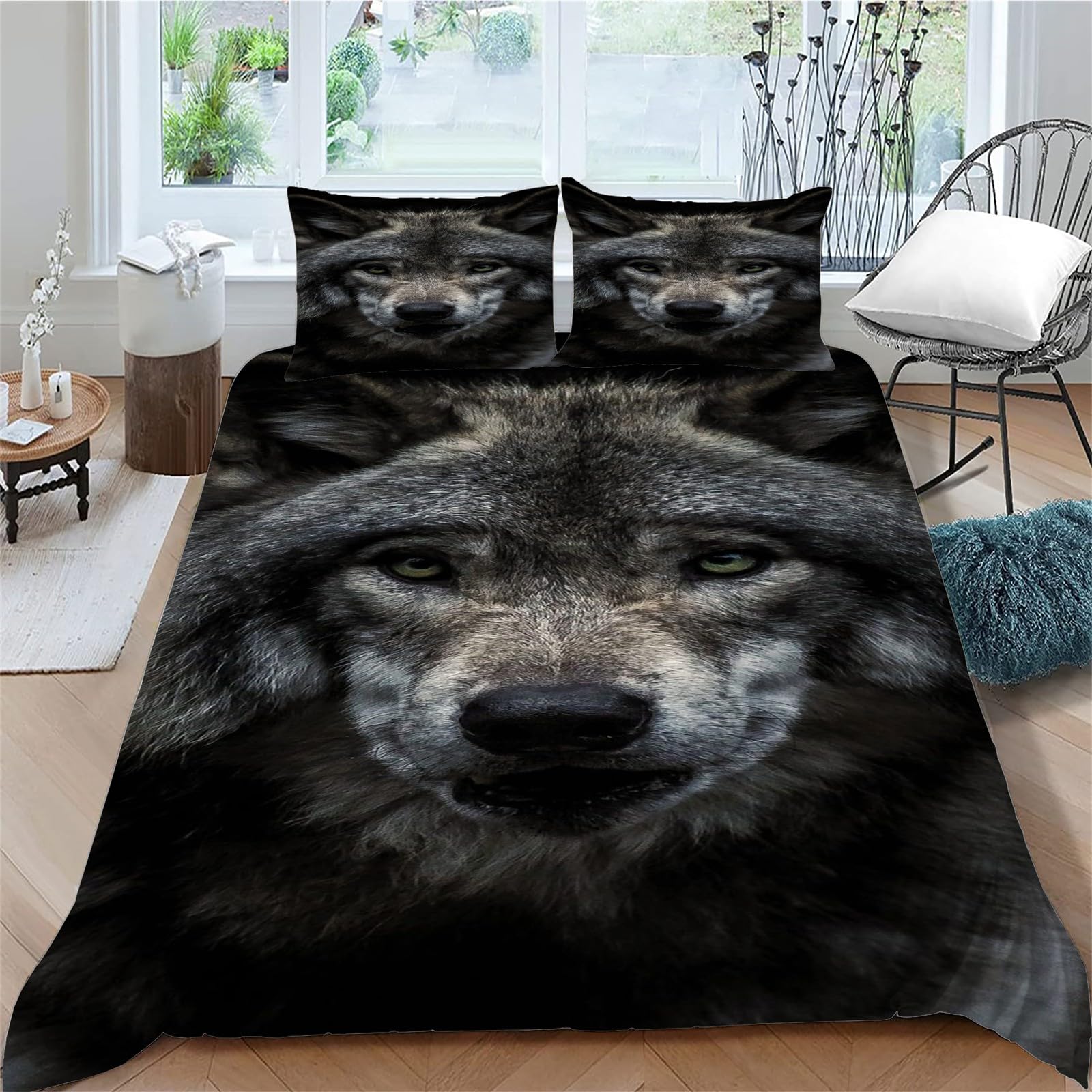Housse de couette 220 x 240 faune sauvage en microfibre premium pour lit double élégant