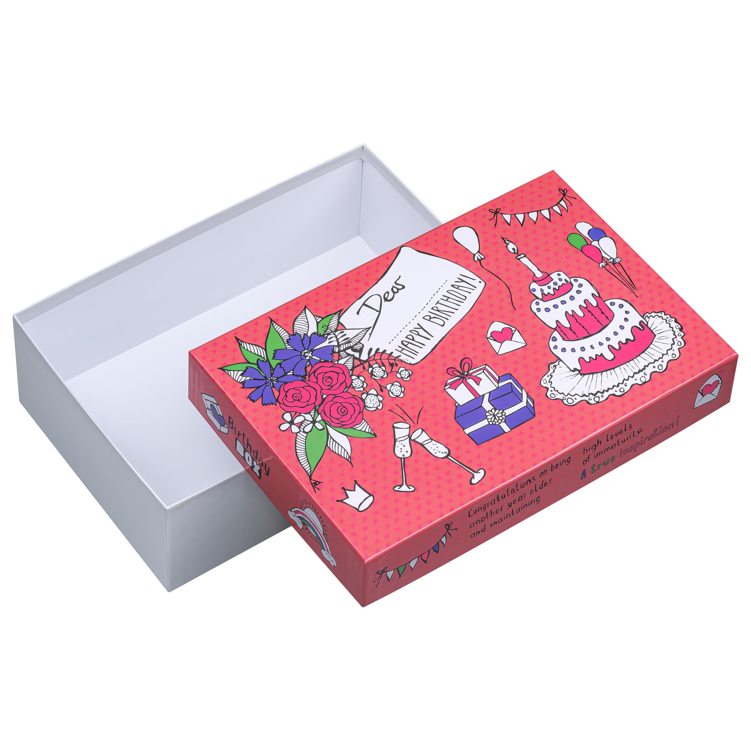 FALKEN StoryBox - Juego de 5 cajas de regalo surtidas, 120 mm de alto, DIN A4+, fabricadas en Alemania. Caja de regalo con tapa. Ideal para recuerdos, fotos, colecciones, imágenes, manualidades, cajas