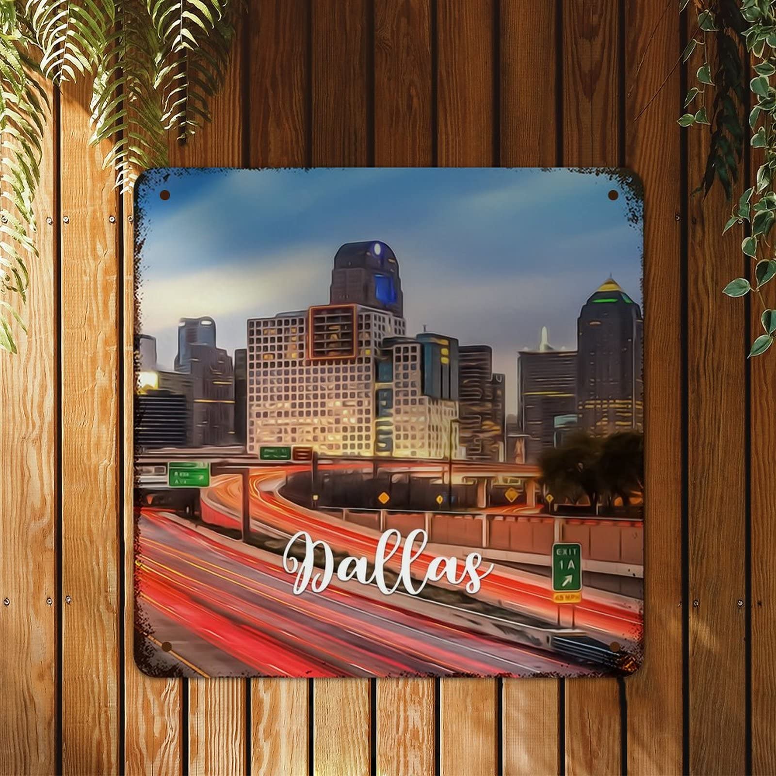 Plaque vintage Texas déco murale rustique en métal aluminium de 38 cm