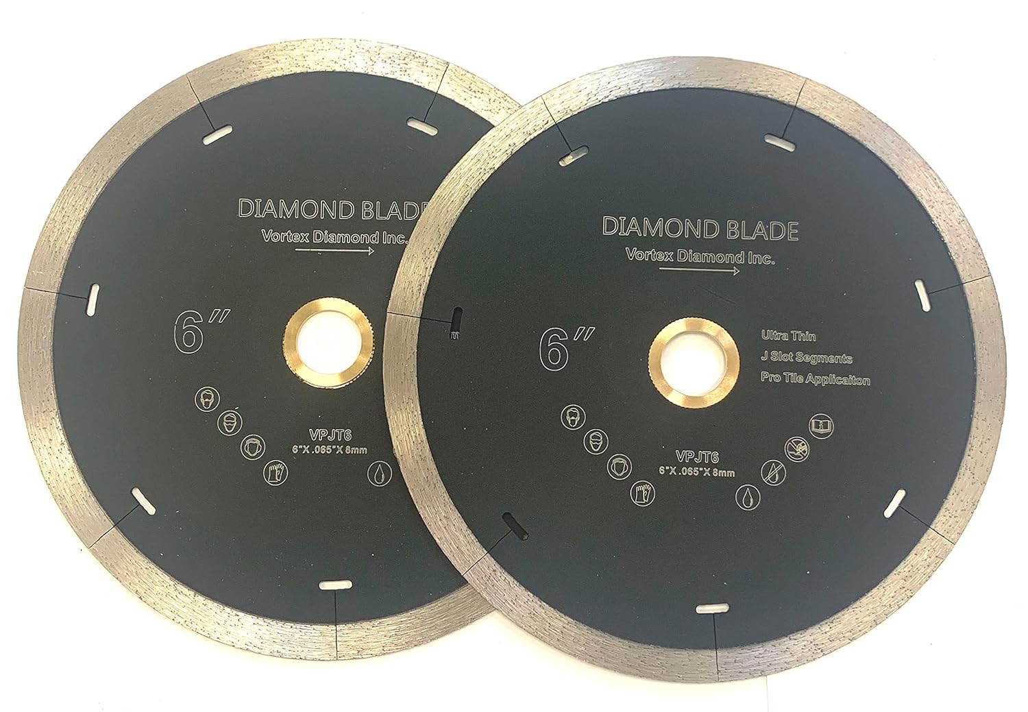 (2 Pack) VTXMax 6 inch Dry/Wet J-Slot Diamond Blade for Porcelain, Ceramic Tile, Stone and Similar Materials (6" (2 pcs))